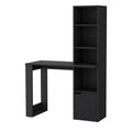 Anson Computer Desk With 4 Tier Bookcase And 1 Door Cabinet Black Computer Desk Office Modern Freestanding Rectangular Bookcase Desk Rectangular Mdf Engineered Wood