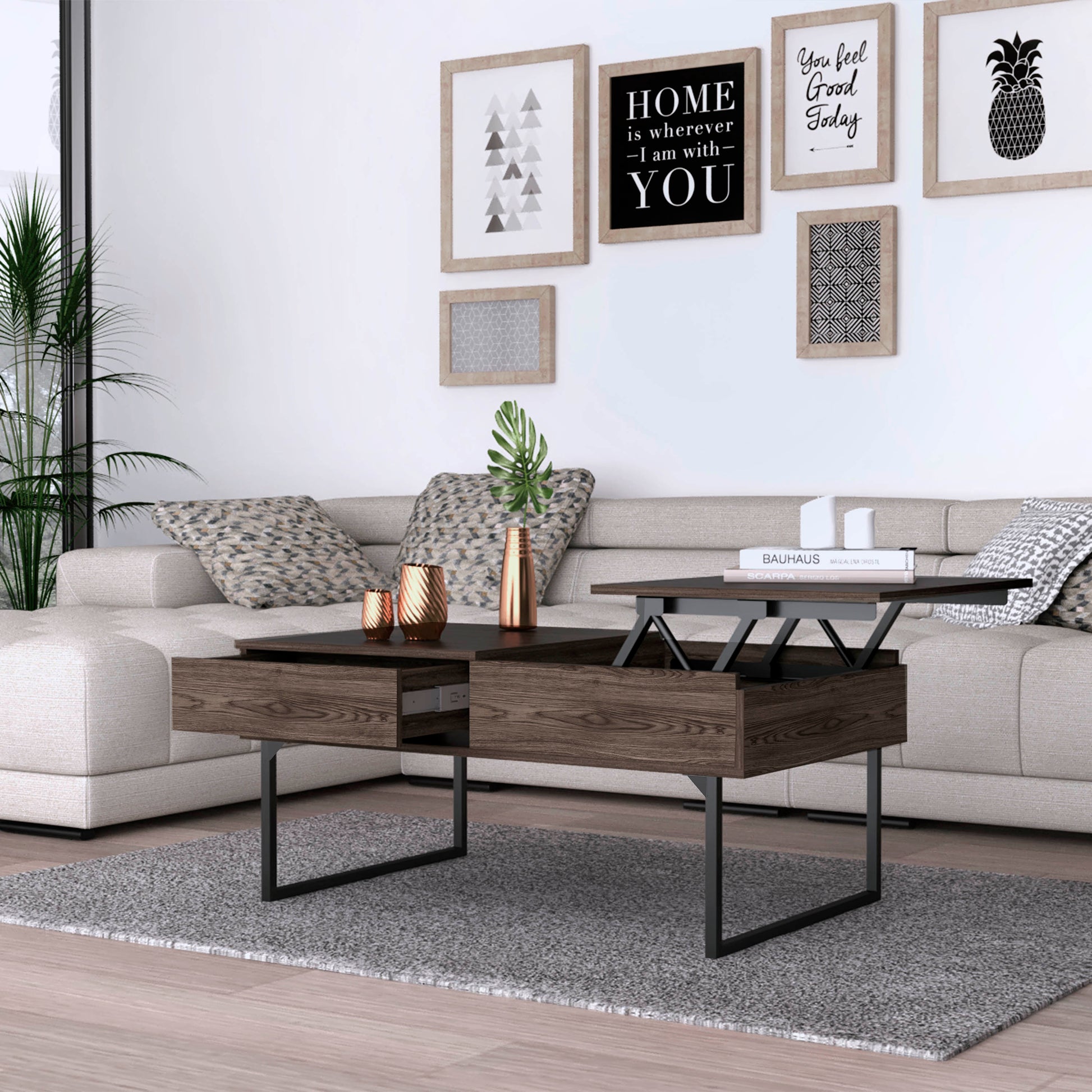 Hamburg Tv Stand For Tv S Up 60", Four Legs, Three Open Shelves Brown Primary Living Space 50 59 Inches 50 59 Inches Contemporary 60 Inches Melamine Engineered Wood