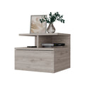 Augusta Floating Nightstand With 2 Tier Shelf And 1 Drawer Beige 1 Drawer Bedroom Rectangle Modern Shelf Mdf Engineered Wood