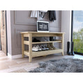 Vilna Storage Bench, Two Open Shelves, Four Legs Beige Mdf Engineered Wood