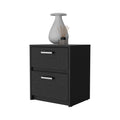 Myrtle 2 Drawers Nightstand, Bedside Table With Metal Handles Black Mdf Engineered Wood