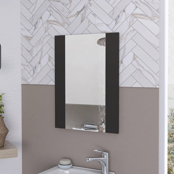 Praia Framed Mirror 23" H X 17.7" W Black Mdf Engineered Wood