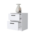 Myrtle 2 Drawers Nightstand, Bedside Table With Metal Handles White Mdf Engineered Wood