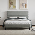 Queen Bed Frame With Headboard,Sturdy Platform Bed With Wooden Slats Support,No Box Spring,Mattress Foundation,Easy Assembly Light Grey Wood