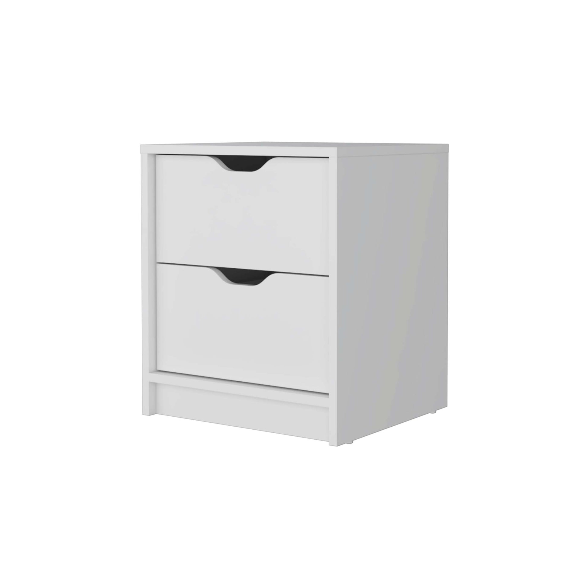 Dillon 2 Drawers Nightstand, Bedside Table With Storage White Mdf Engineered Wood