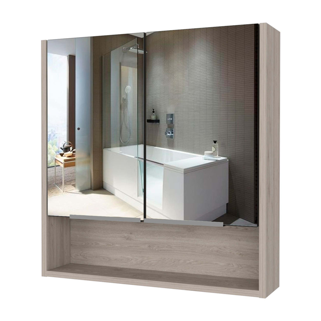 Ozark 24" Medicine Cabinet With Mirror, One Shelf Black 1 1 18 To 23 In 24 To 31 In Mirror Included Bathroom Wall Mounted Modern 5 10 Inches Melamine Engineered Wood