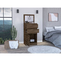 Celestial Dresser, Jewelry Box, Mirror, Two Drawers, Single Door Cabinet Brown Mdf Engineered Wood