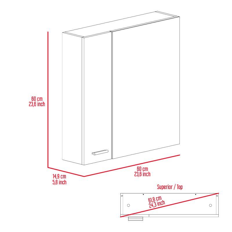 Kenya Medicine Cabinet, Mirror, Double Door, Four Interior Shelves Beige Mdf Engineered Wood