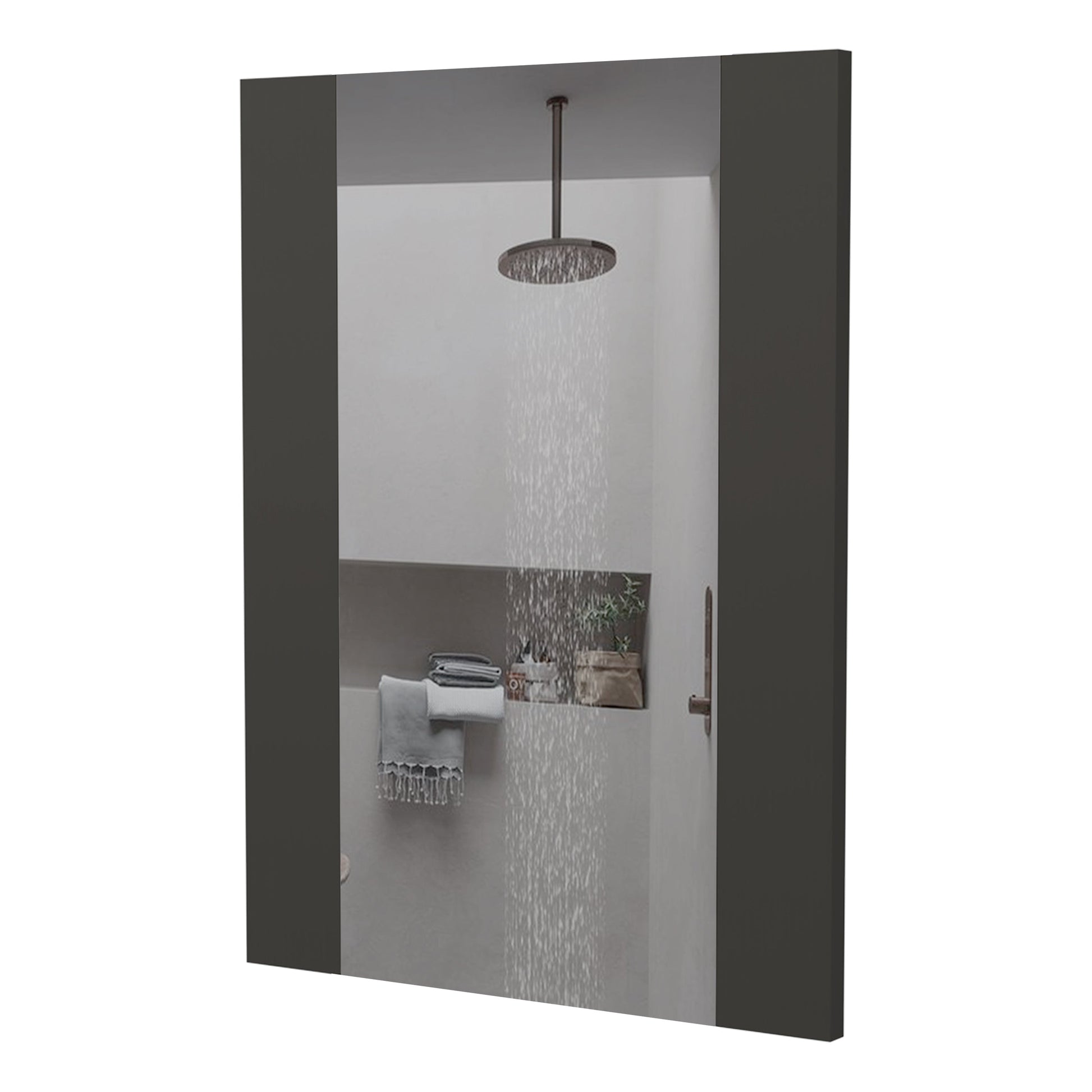 Mirror Praia, Looking Glass, Rectangular Shape Black Mdf Engineered Wood