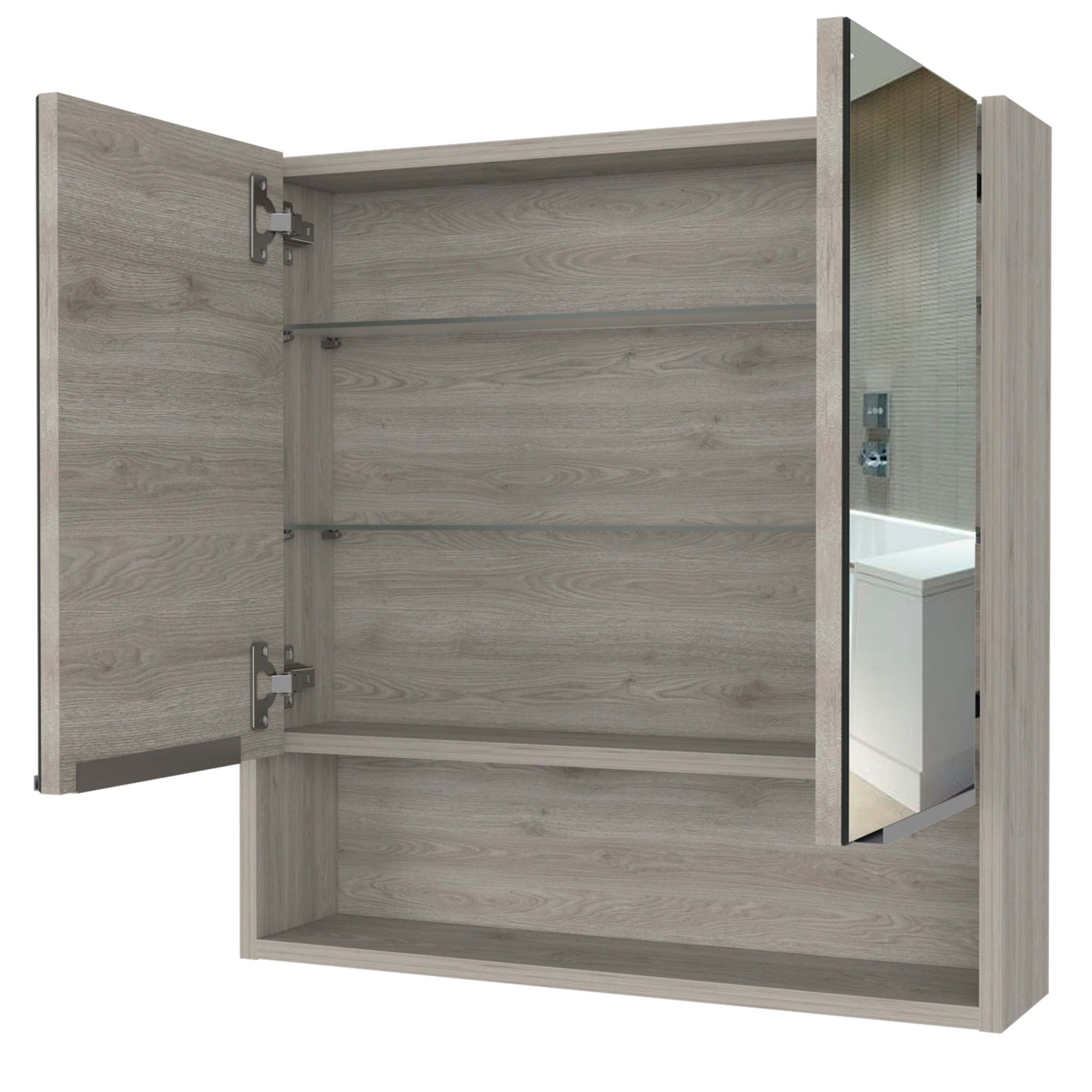 Ozark 24" Medicine Cabinet With Mirror, One Shelf Black 1 1 18 To 23 In 24 To 31 In Mirror Included Bathroom Wall Mounted Modern 5 10 Inches Melamine Engineered Wood