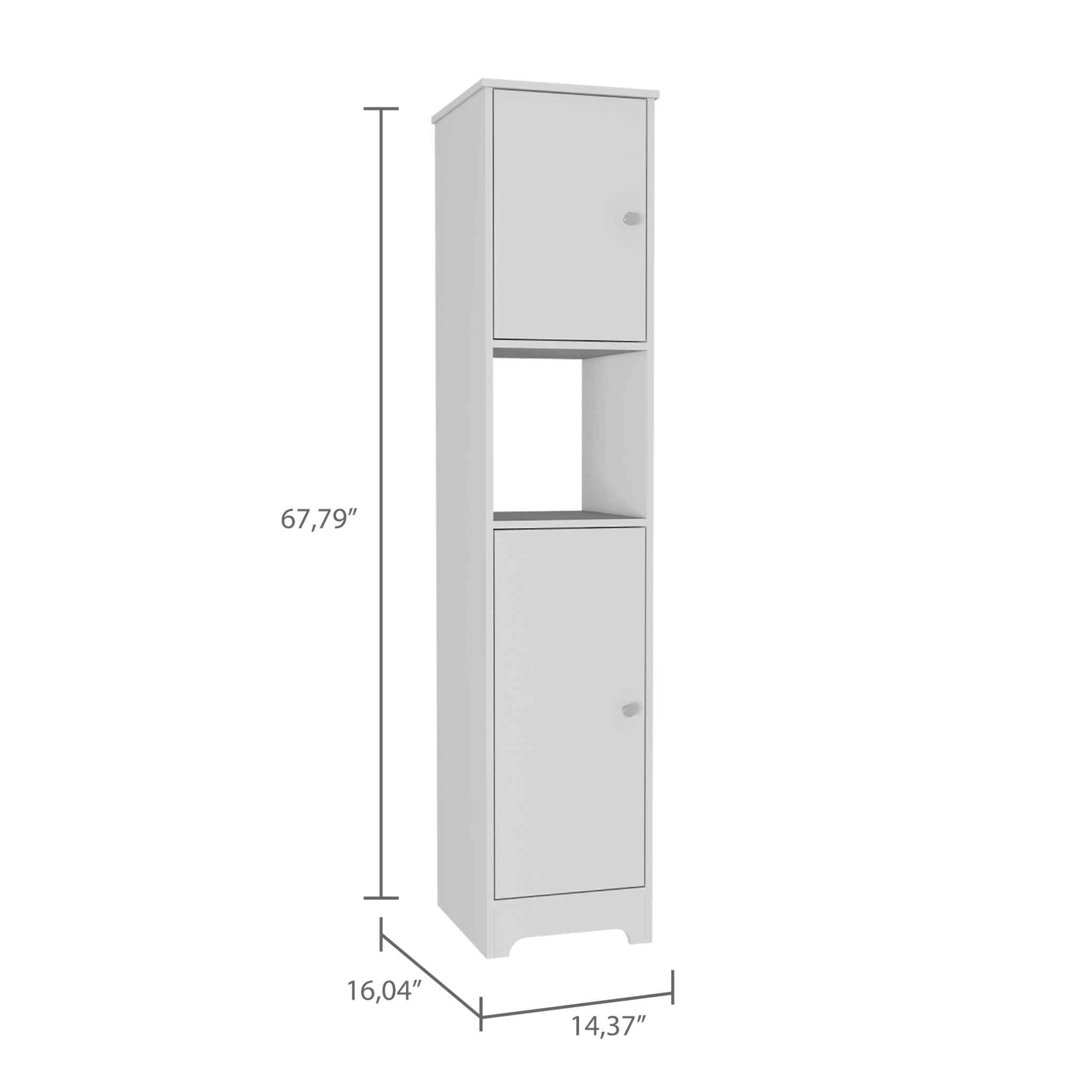 Charlotte Linen Cabinet, 2 Single Door Cabinet, Division, One Shelf Beige Mdf Engineered Wood