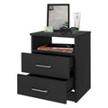 Oklahoma Nightstand,Two Drawers, One Shelf Black Mdf Engineered Wood