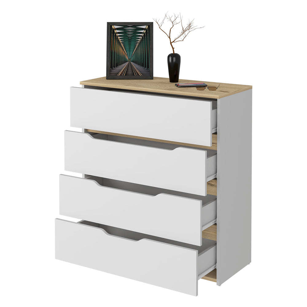 California Drawer Dresser, Four Spacious Drawers, Superior Top Multicolor Mdf Engineered Wood