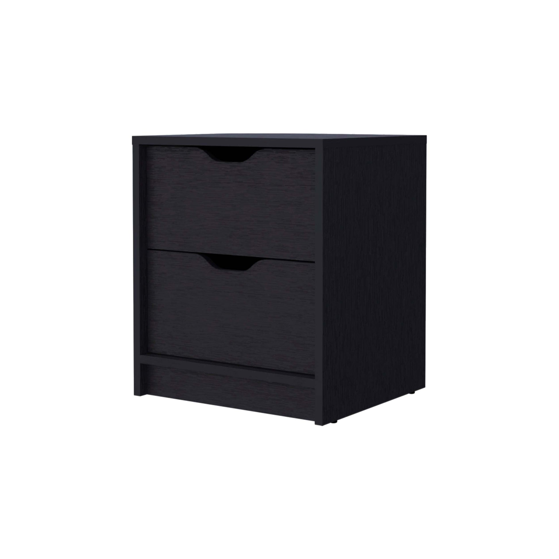 Dillon 2 Drawers Nightstand, Bedside Table With Storage Black Mdf Engineered Wood