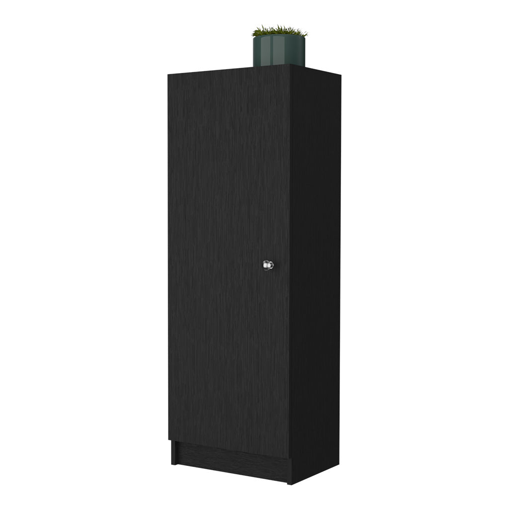 Miami Single Door Pantry, Four Shelves Black Mdf Engineered Wood