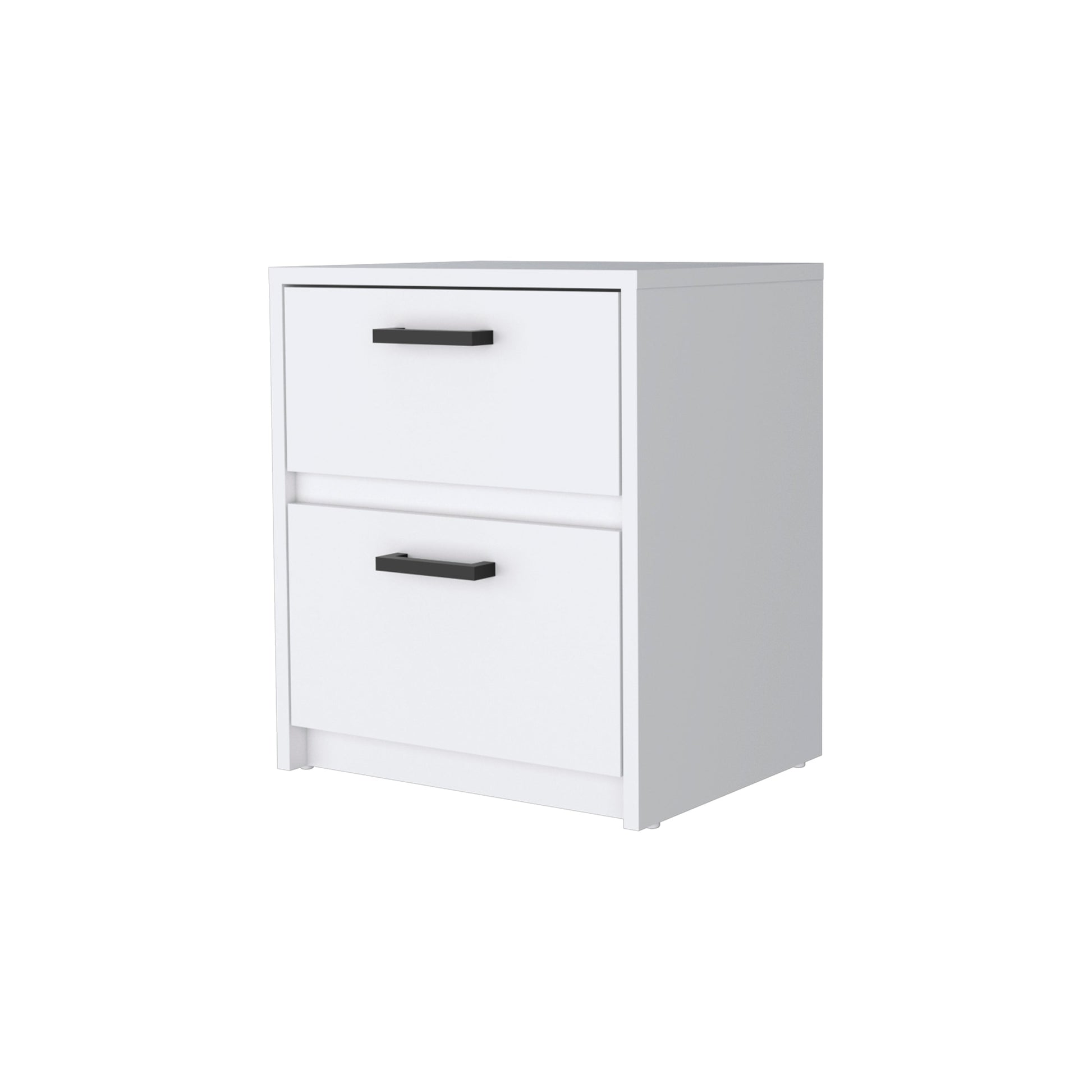 Myrtle 2 Drawers Nightstand, Bedside Table With Metal Handles White Mdf Engineered Wood