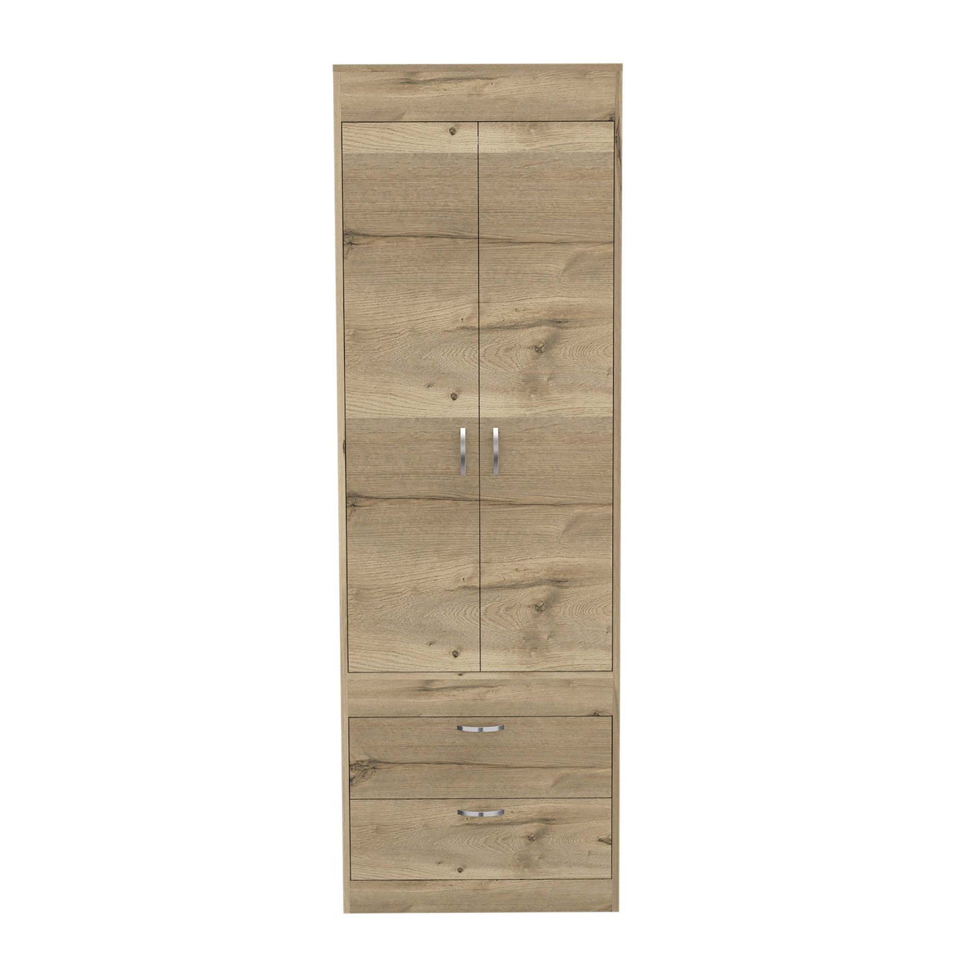 Alabama Armoire, One Large Cabinet, Two Drawers White Mdf Engineered Wood