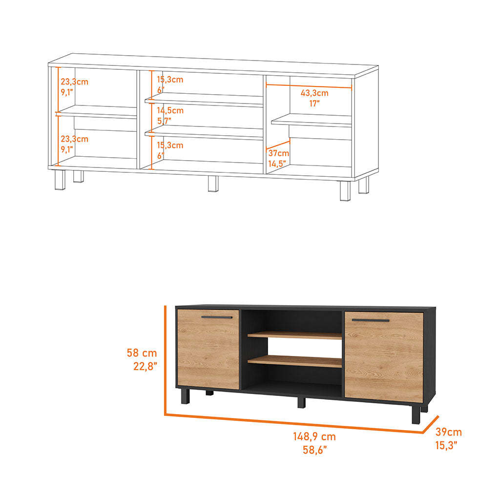 Washington Tv Stand 7 Cubby For Tvs Up To 65'' Multicolor Mdf Engineered Wood