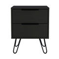 Nuvo 2 Nightstand,Two Drawers, Hairpin Legs Black Mdf Engineered Wood