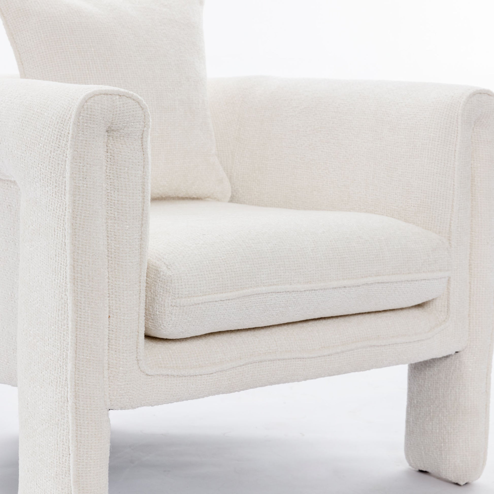 Modern Style Accent Chair Armchair For Living Room, Bedroom, Guest Room,Office, Ivory Ivory Upholstered