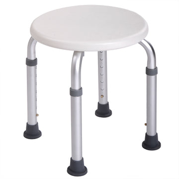 Shower Stool Bath Bench With Adjustable Heights And Non Slip Rubber For Safety And Stability White Aluminium Alloy