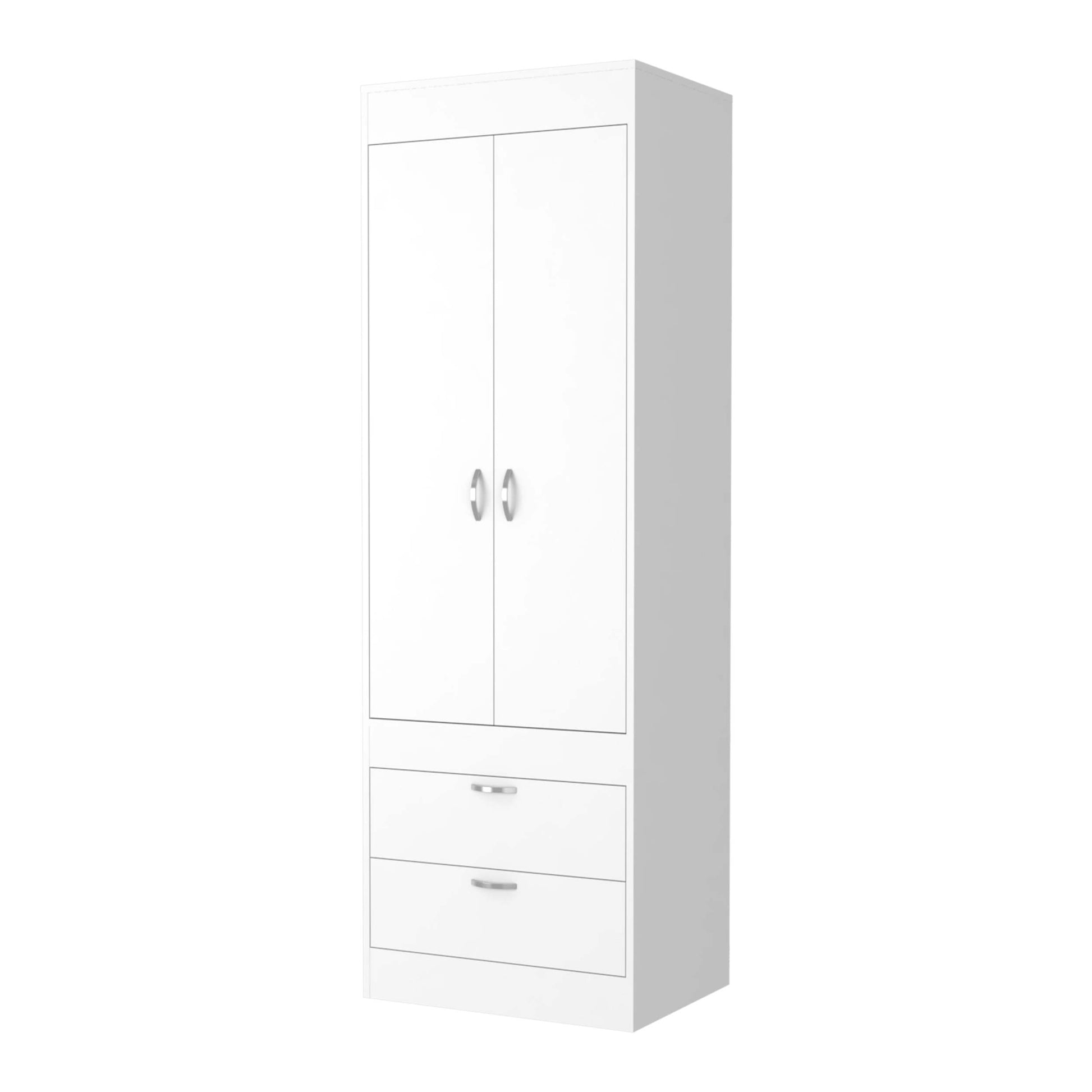 Alabama Armoire, One Large Cabinet, Two Drawers White Mdf Engineered Wood