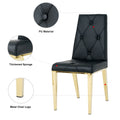 Modern Simple Light Luxury Dining Chair Black Chair Family Bedroom Chair Pu Fabric Dining Chair Gold Plated Legs Set Of 2 Metal Black Gold Pu