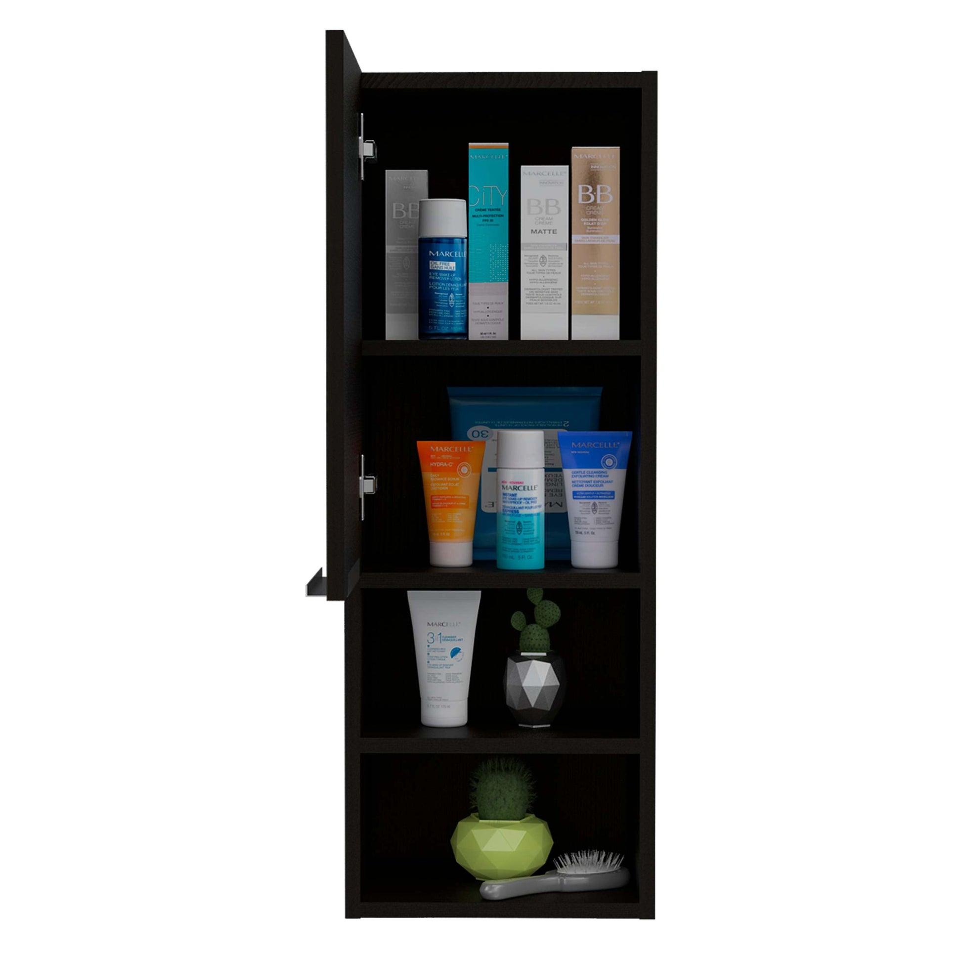 Milwaukee Medicine Cabinet, Two Shelves, Single Door Cabinet, Two Interior Shelves Black Mdf Engineered Wood