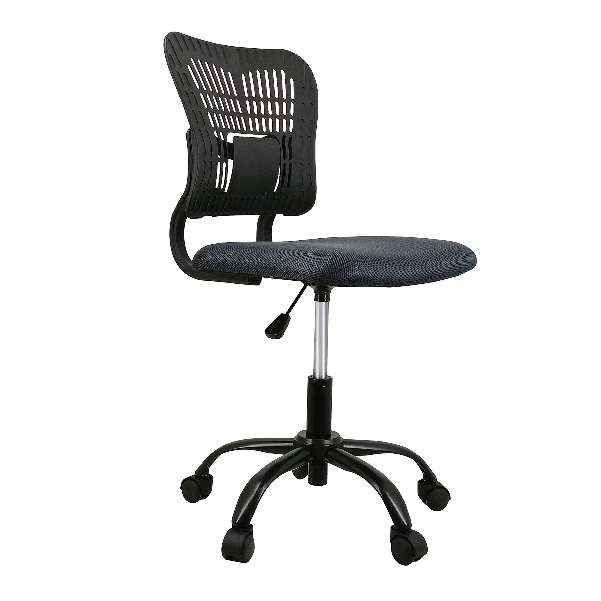 Office Chair Armless Ergonomic Desk Chair Adjustable black+grey-modern-foam-fabric