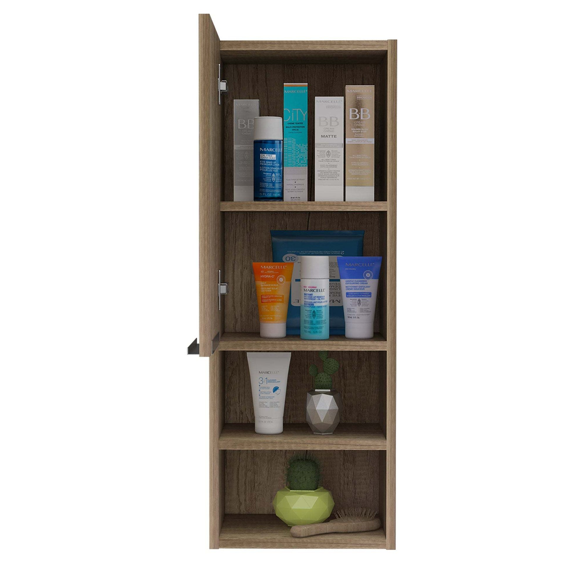 Milwaukee Medicine Cabinet, Two Shelves, Single Door Cabinet, Two Interior Shelves Beige Mdf Engineered Wood