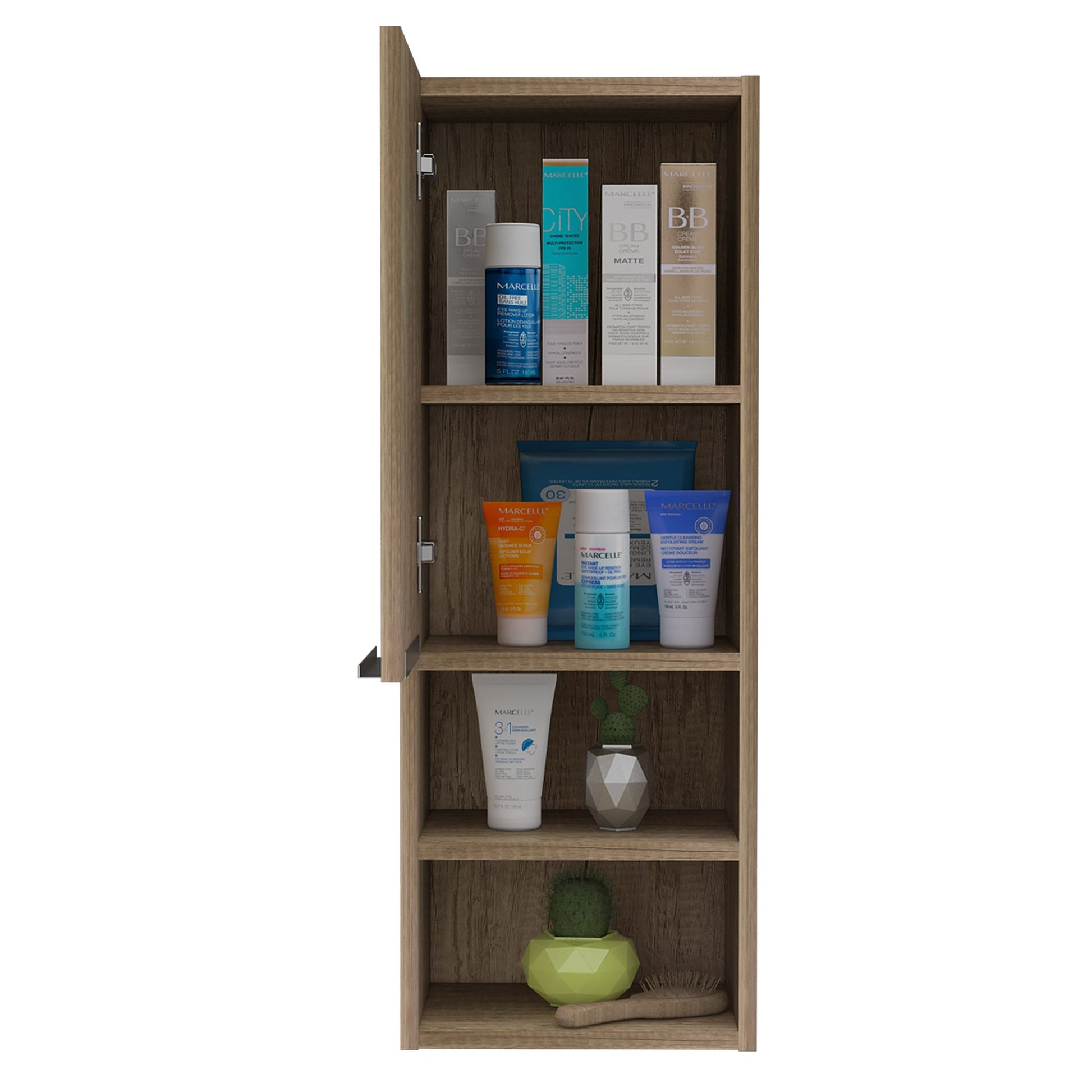 Milwaukee Medicine Cabinet, Two Shelves, Single Door Cabinet, Two Interior Shelves Brown Mdf Engineered Wood