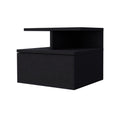 Augusta Floating Nightstand With 2 Tier Shelf And 1 Drawer Black 1 Drawer Bedroom Rectangle Modern Shelf Mdf Engineered Wood