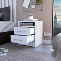 Philadelphia Nightstand, Two Drawers, Concealed Shelf White Mdf Engineered Wood