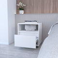 Duncan Nightstand, Top Open Shelf, 1 Drawer White Mdf Engineered Wood