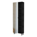 Los Angeles Linen Cabinet, Mirror, Five Shelves Black Mdf Engineered Wood