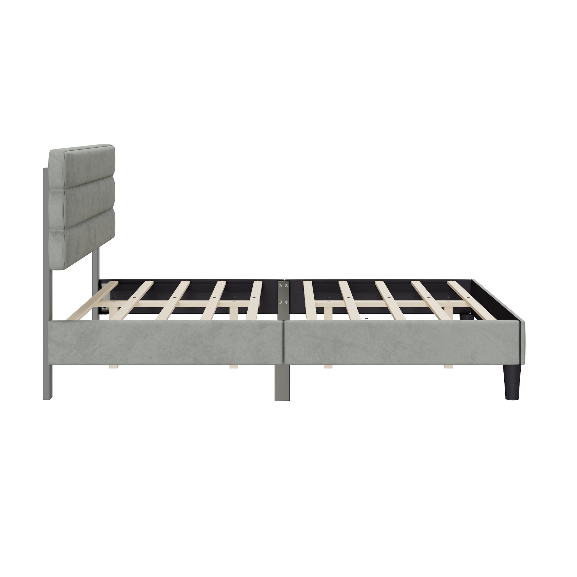 Queen Bed Frame With Headboard,Sturdy Platform Bed With Wooden Slats Support,No Box Spring,Mattress Foundation,Easy Assembly Light Grey Wood