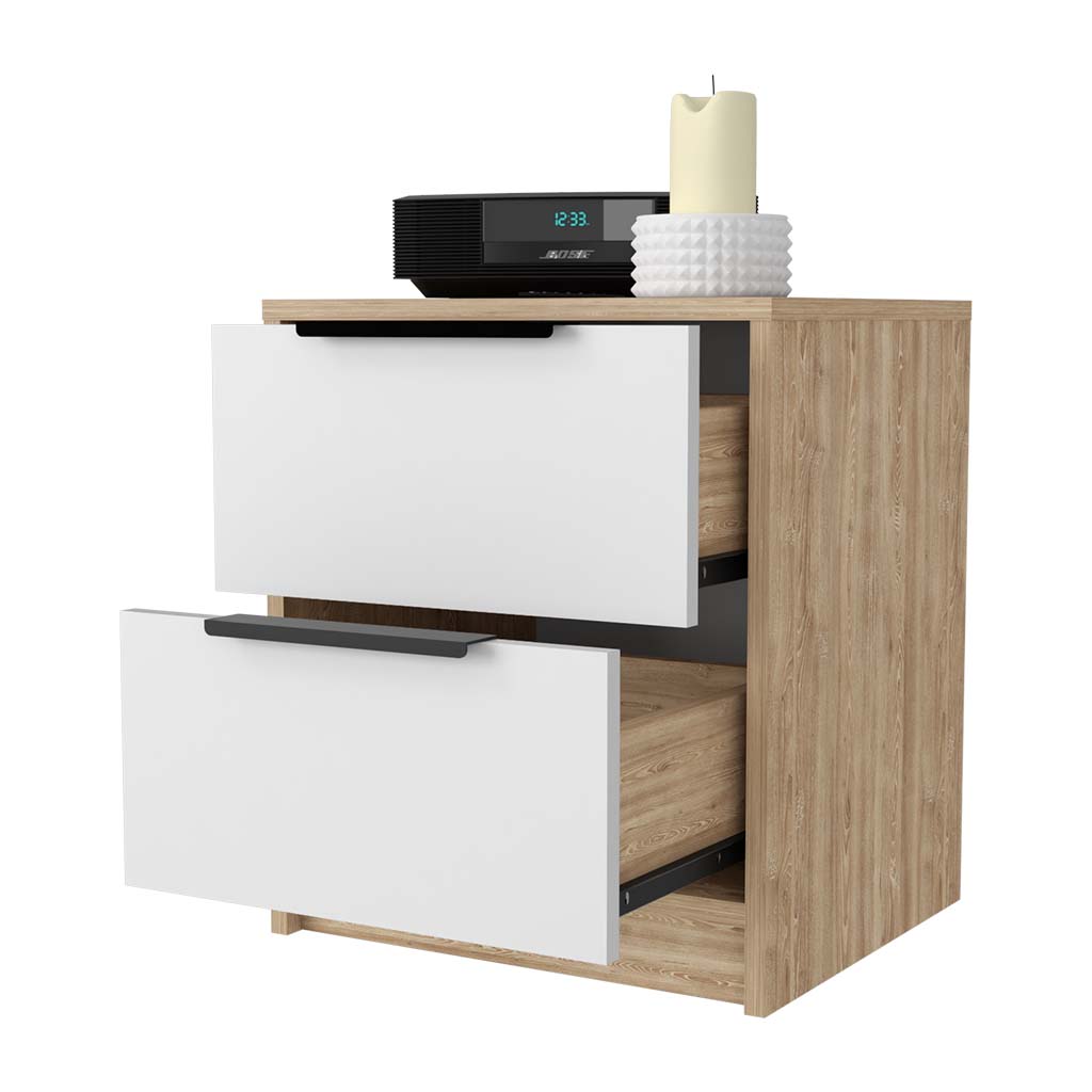 Washington Nightstand, Two Large Drawers Multicolor 2 Drawers Bedroom Rectangle Modern Shelf Mdf Engineered Wood