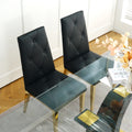 Modern Simple Light Luxury Dining Chair Black Chair Family Bedroom Chair Pu Fabric Dining Chair Gold Plated Legs Set Of 2 Metal Black Gold Pu