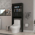 Valencia Over The Toilet Cabinet, Two Shelves, Double Door Black Mdf Engineered Wood