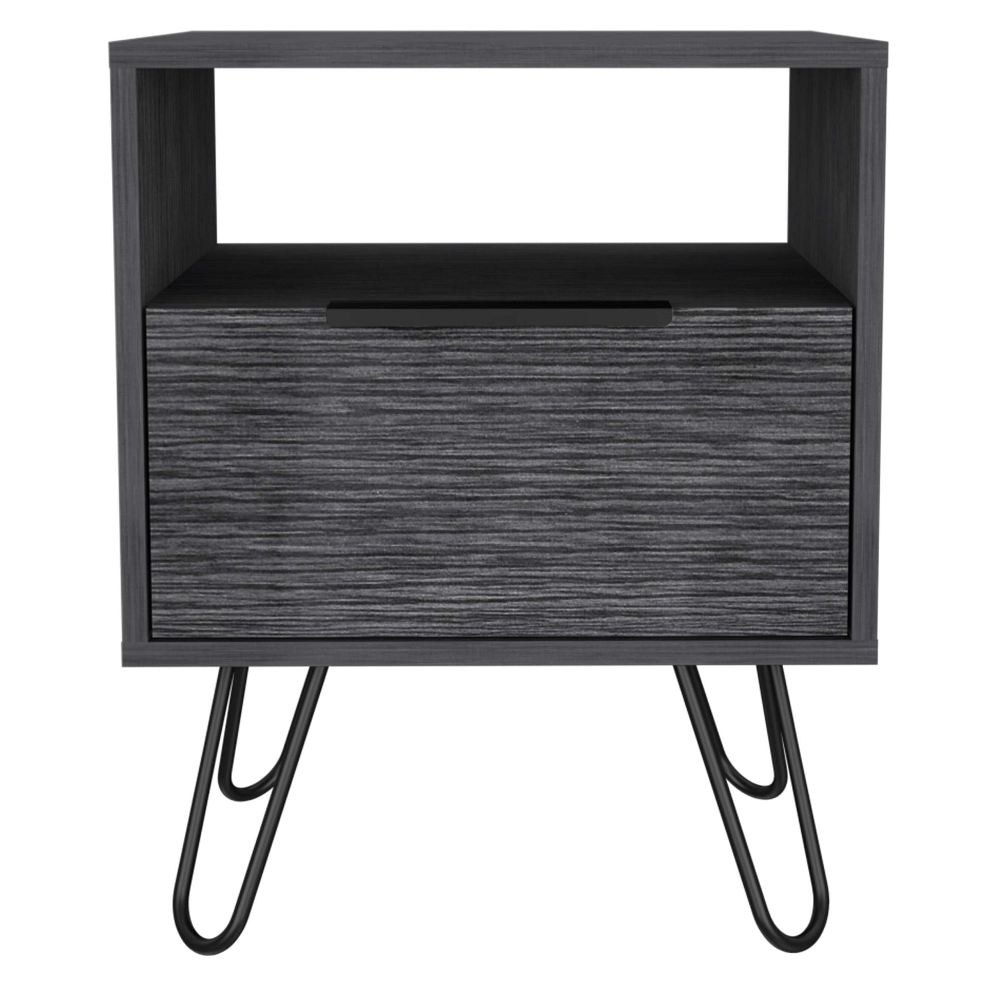 Vienna Nightstand, Shelves, Hairpin Legs Brown Mdf Engineered Wood