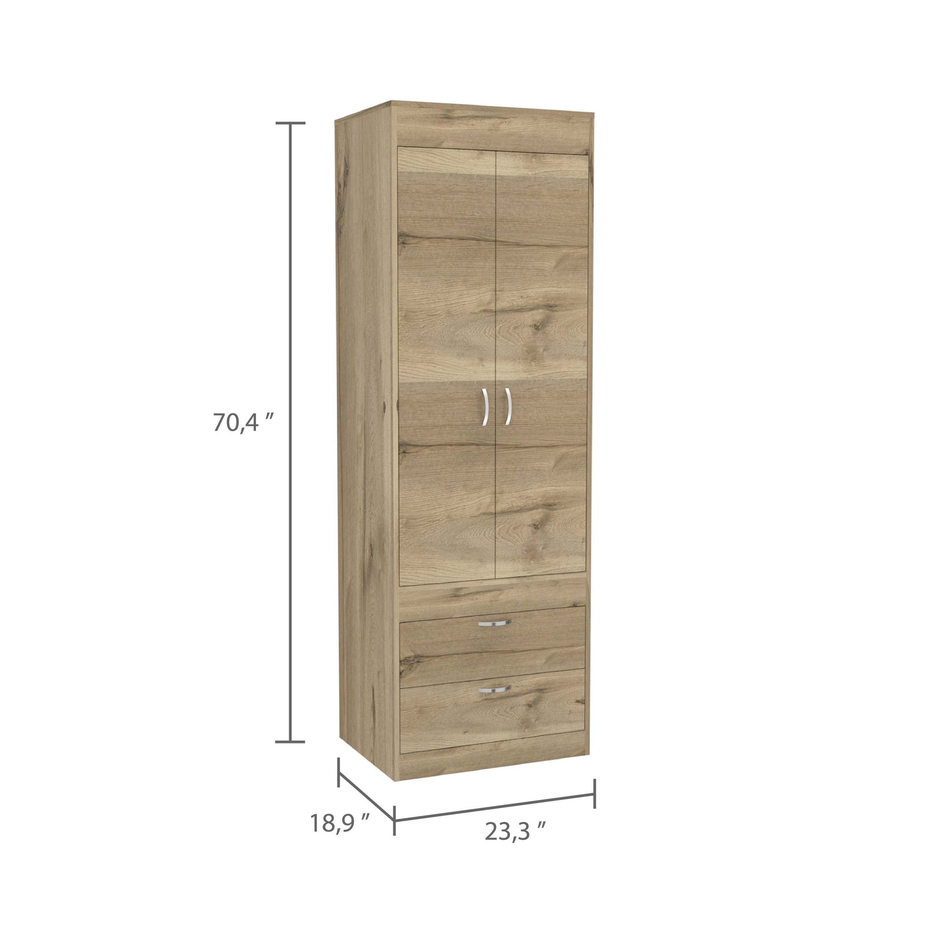 Alabama Armoire, One Large Cabinet, Two Drawers White Mdf Engineered Wood