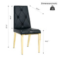 Modern Simple Light Luxury Dining Chair Black Chair Family Bedroom Chair Pu Fabric Dining Chair Gold Plated Legs Set Of 2 Metal Black Gold Pu