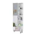 Los Angeles Linen Cabinet, Mirror, Five Shelves Black Mdf Engineered Wood