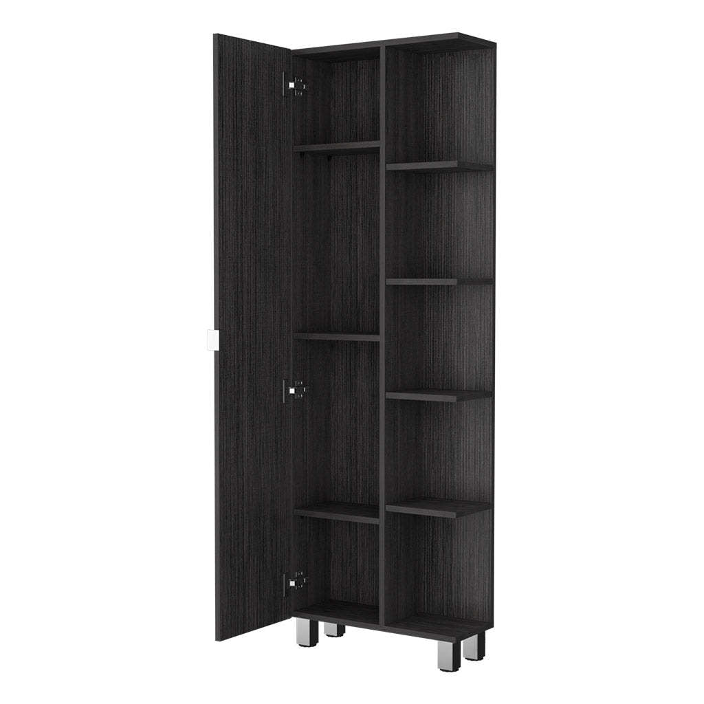 Los Angeles Linen Cabinet, Five Shelves, One Cabinet, Divisions Brown Mdf Engineered Wood