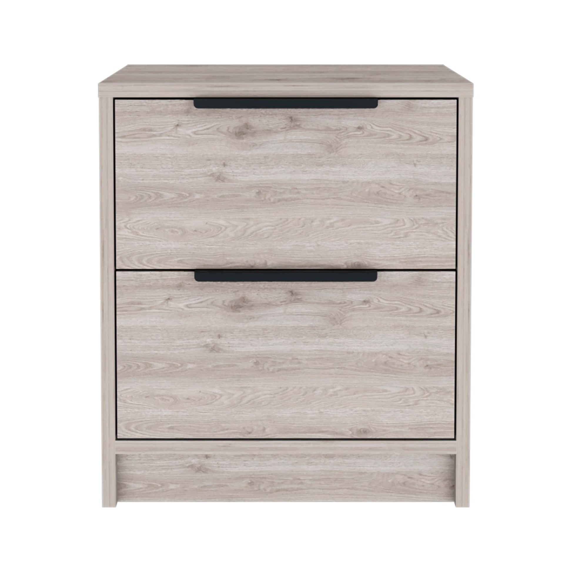 Washington Nightstand, Two Large Drawers Beige Mdf Engineered Wood