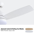 Smart 48 In. Integrated Led Balck Ceiling Fan With Remote Contorl And Plywood Blades White Plywood