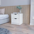 Dillon 2 Drawers Nightstand, Bedside Table With Storage White Mdf Engineered Wood