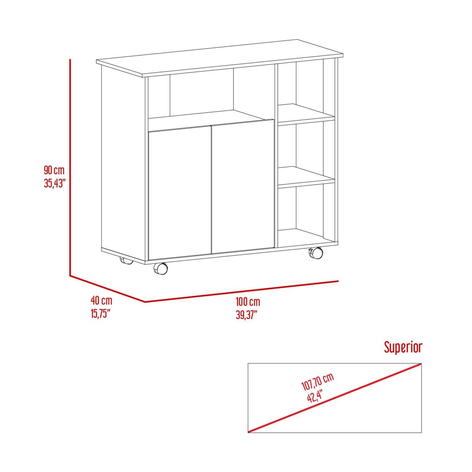 Serbia Kitchen Island, One Cabinet, Four Open