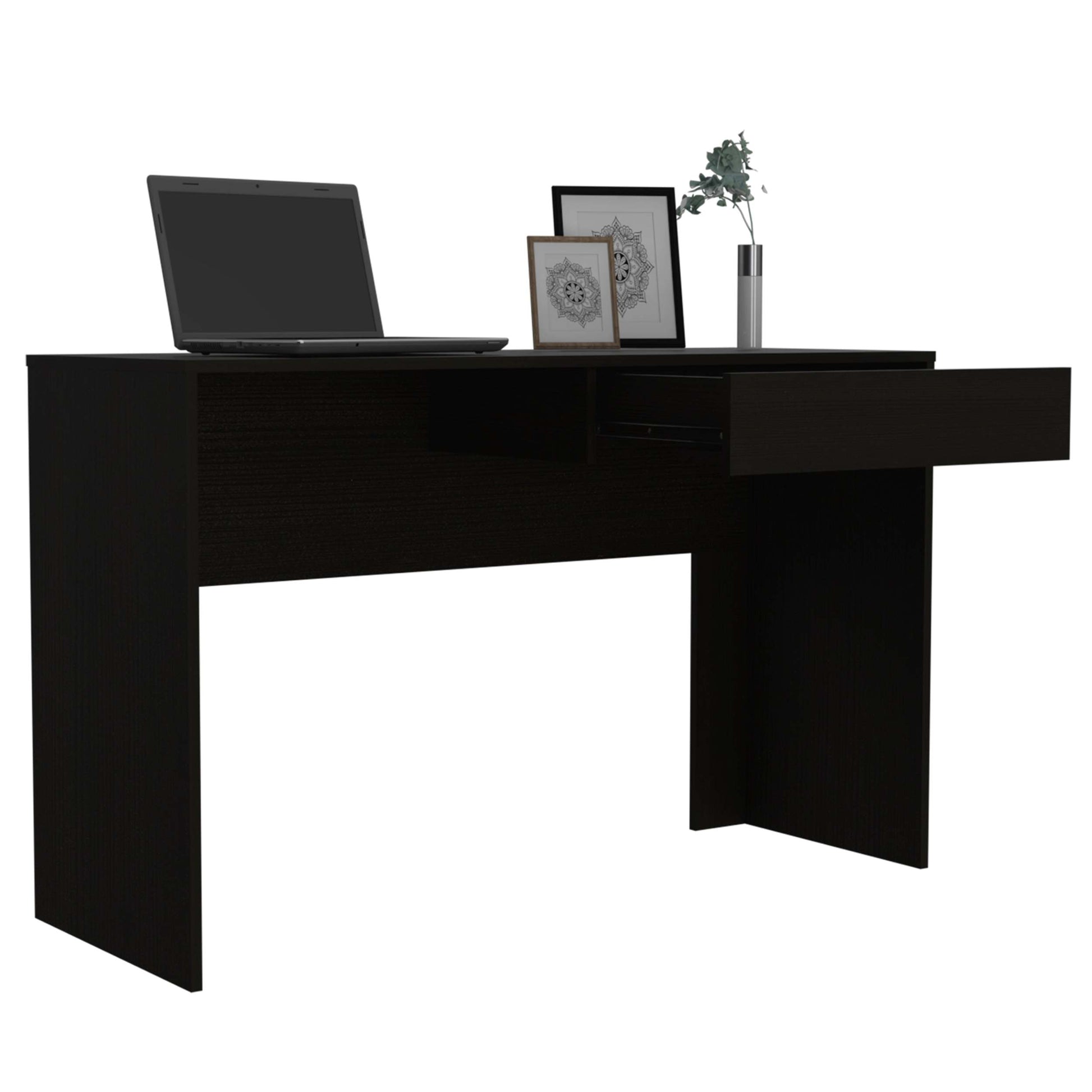 Tampa Writing Computer Desk ,Two Drawers Black Mdf Engineered Wood