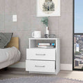 Oklahoma Nightstand,Two Drawers, One Shelf White Mdf Engineered Wood